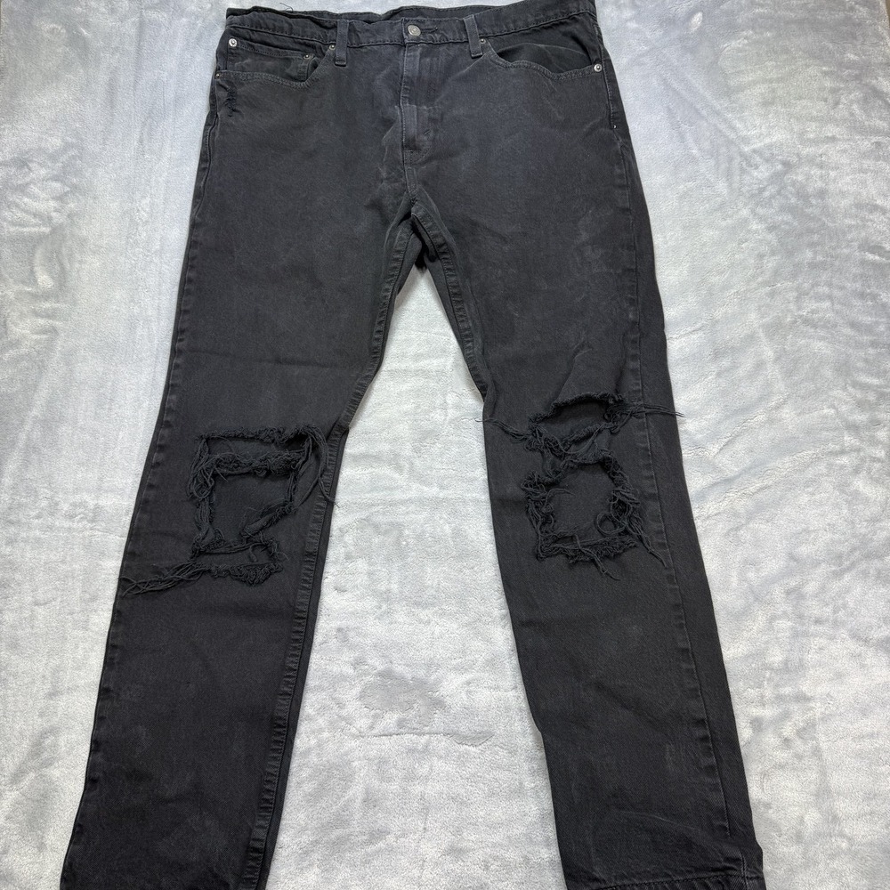 Levi's Black Distressed Slim Jeans for Men